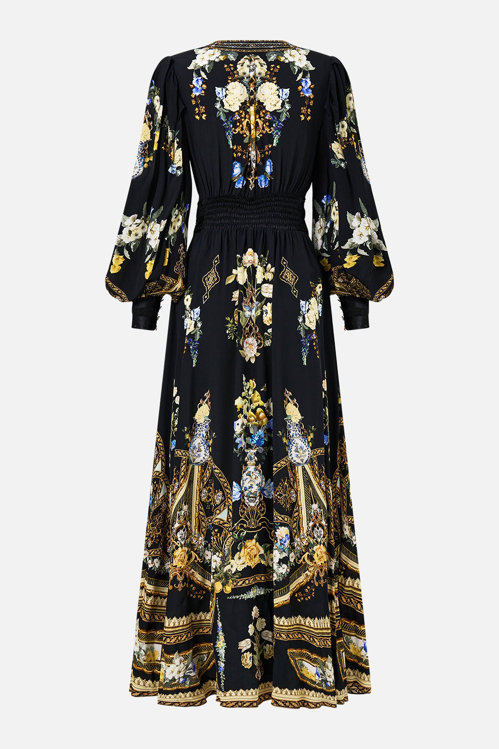 SHAPED WAISTBAND DRESS WITH GATHERED SLEEVES - 8