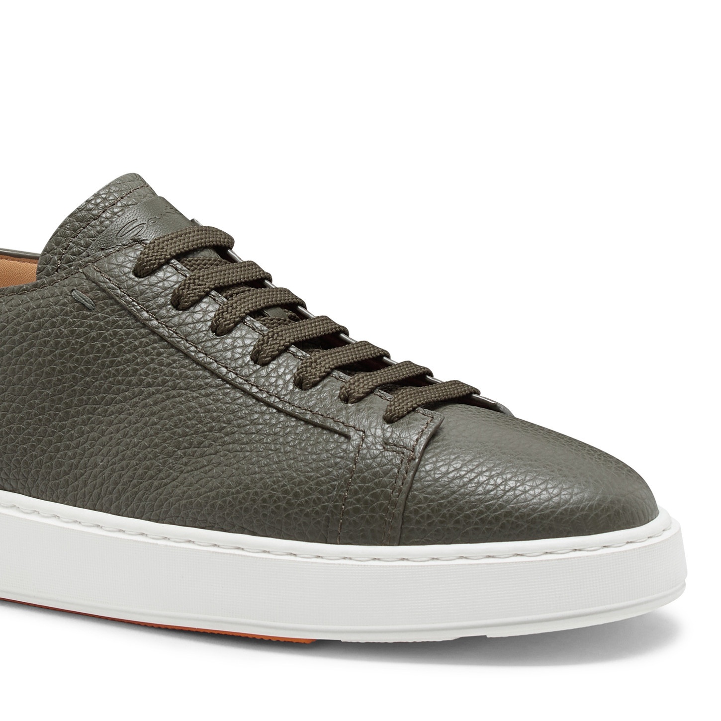 Men's green tumbled leather sneaker - 6