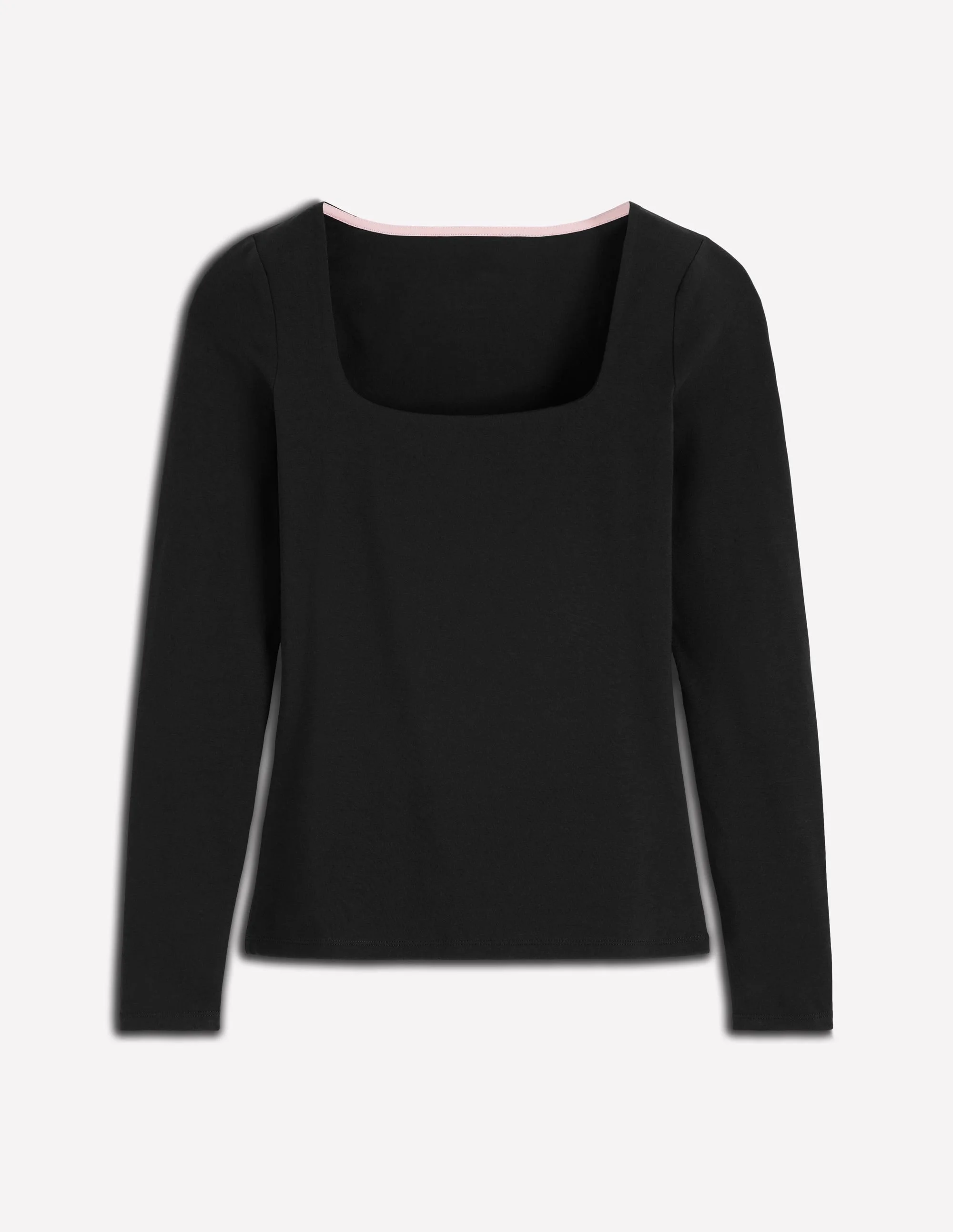 Double Layer Square Neck Top-Black - 1
