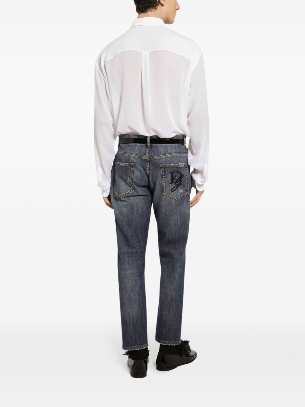 washed tapered jeans - 4
