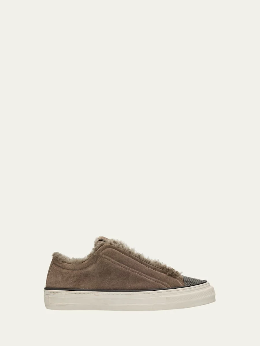 Monili Detail Shearling-Lined Slip-On Sneakers - 1