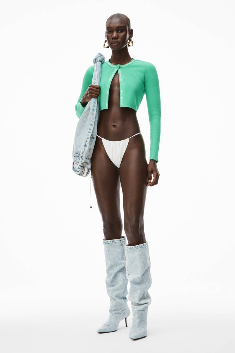 Alexander Wang JACQUARD LOGO CARDIGAN IN STRETCH KNIT outlook