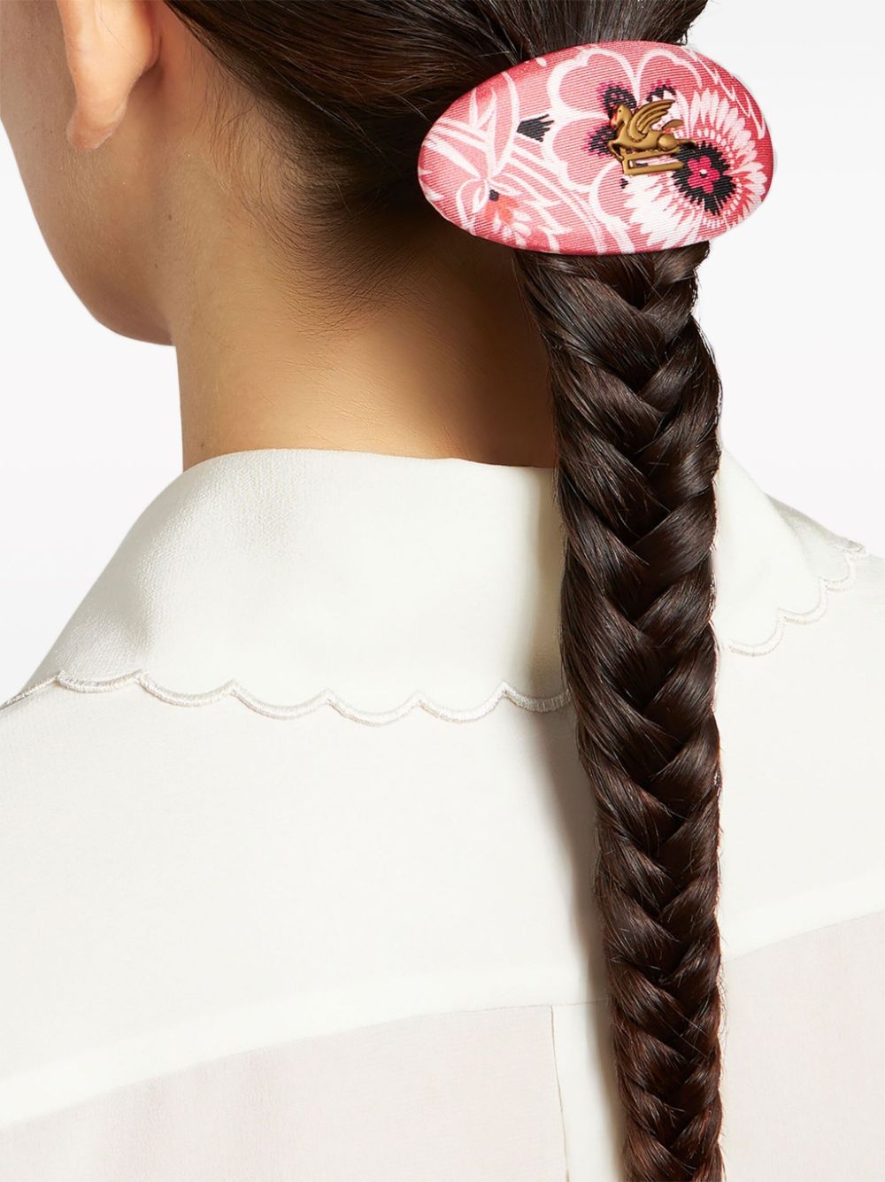 Pegaso floral-print silk hair clip - 4