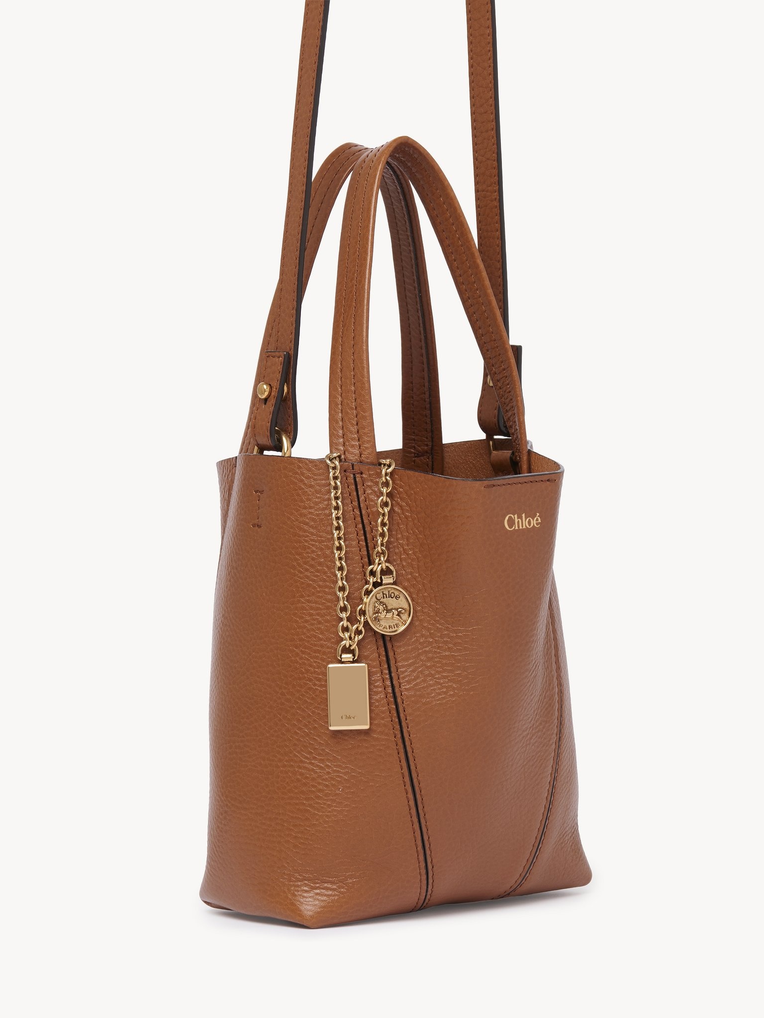 SMALL CHLOÉ SPIN TOTE BAG IN GRAINED LEATHER - 5