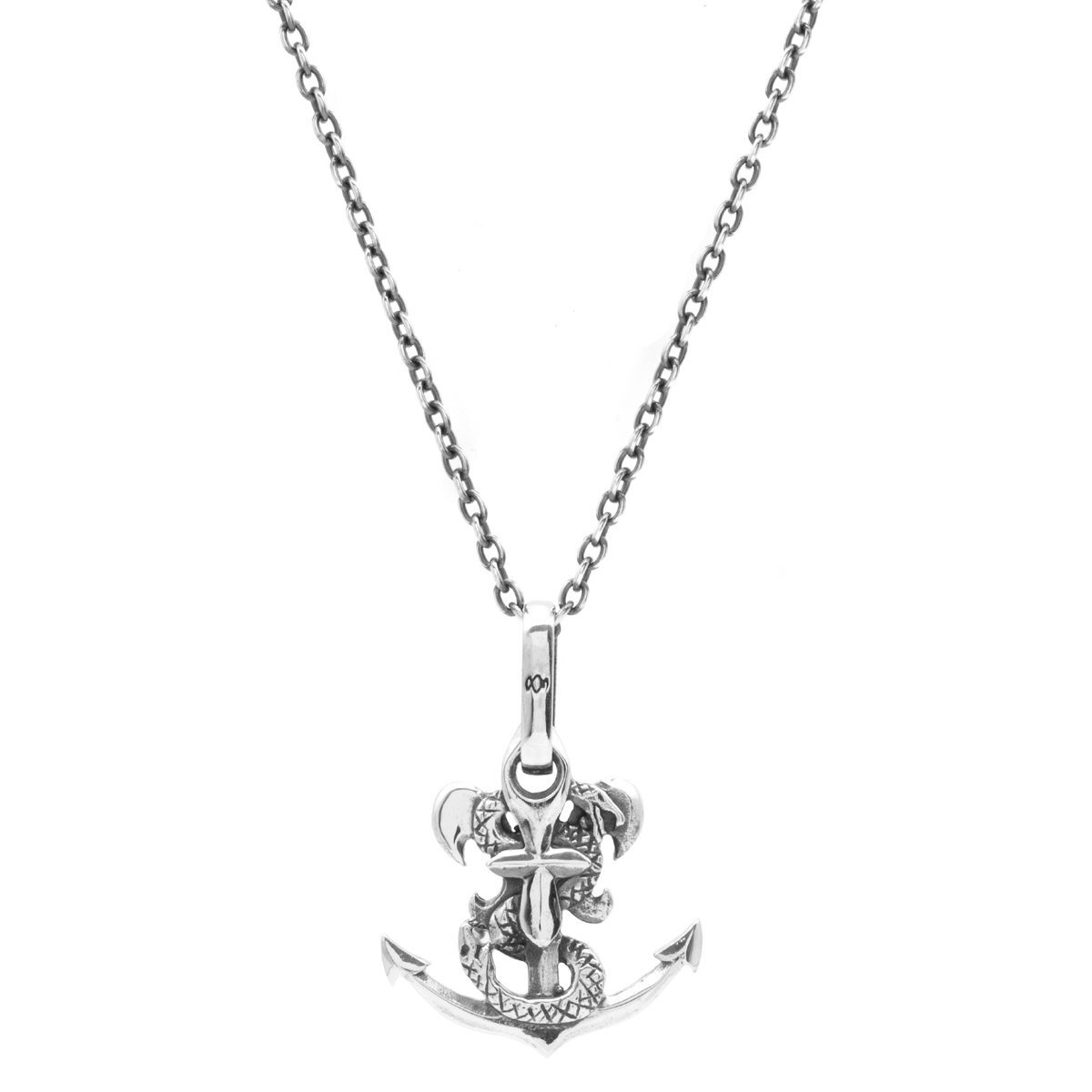 Snake Anchor Pendant Necklace in Silver - 2
