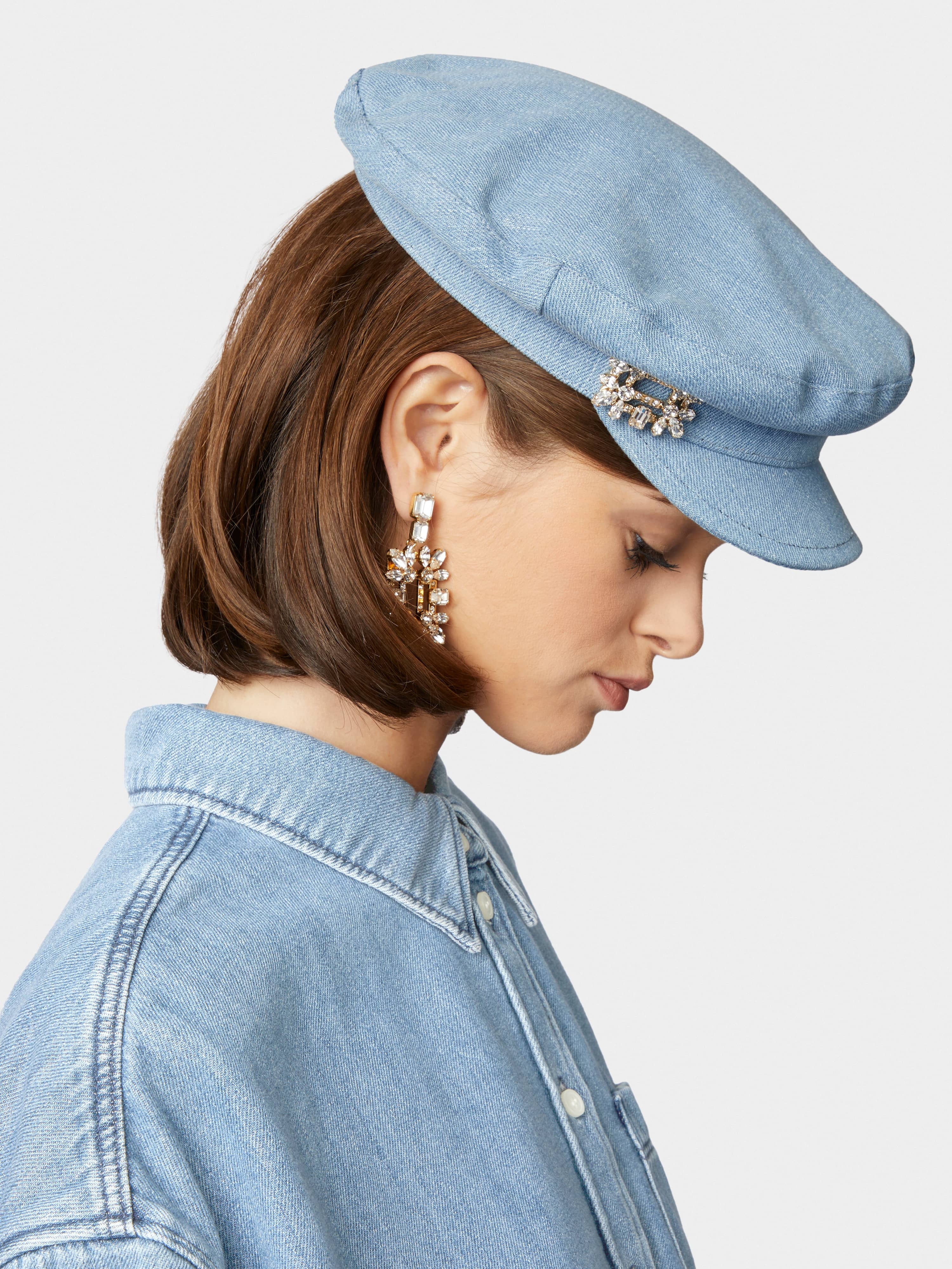 Broche Vivier Buckle Sailor Cap in Denim - 5