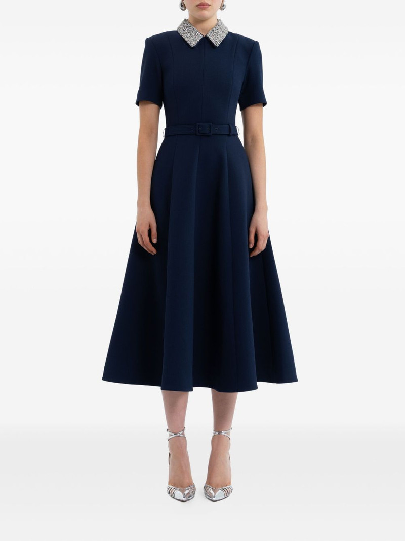 REBECCA VALLANCE embellished-collar belted dress outlook