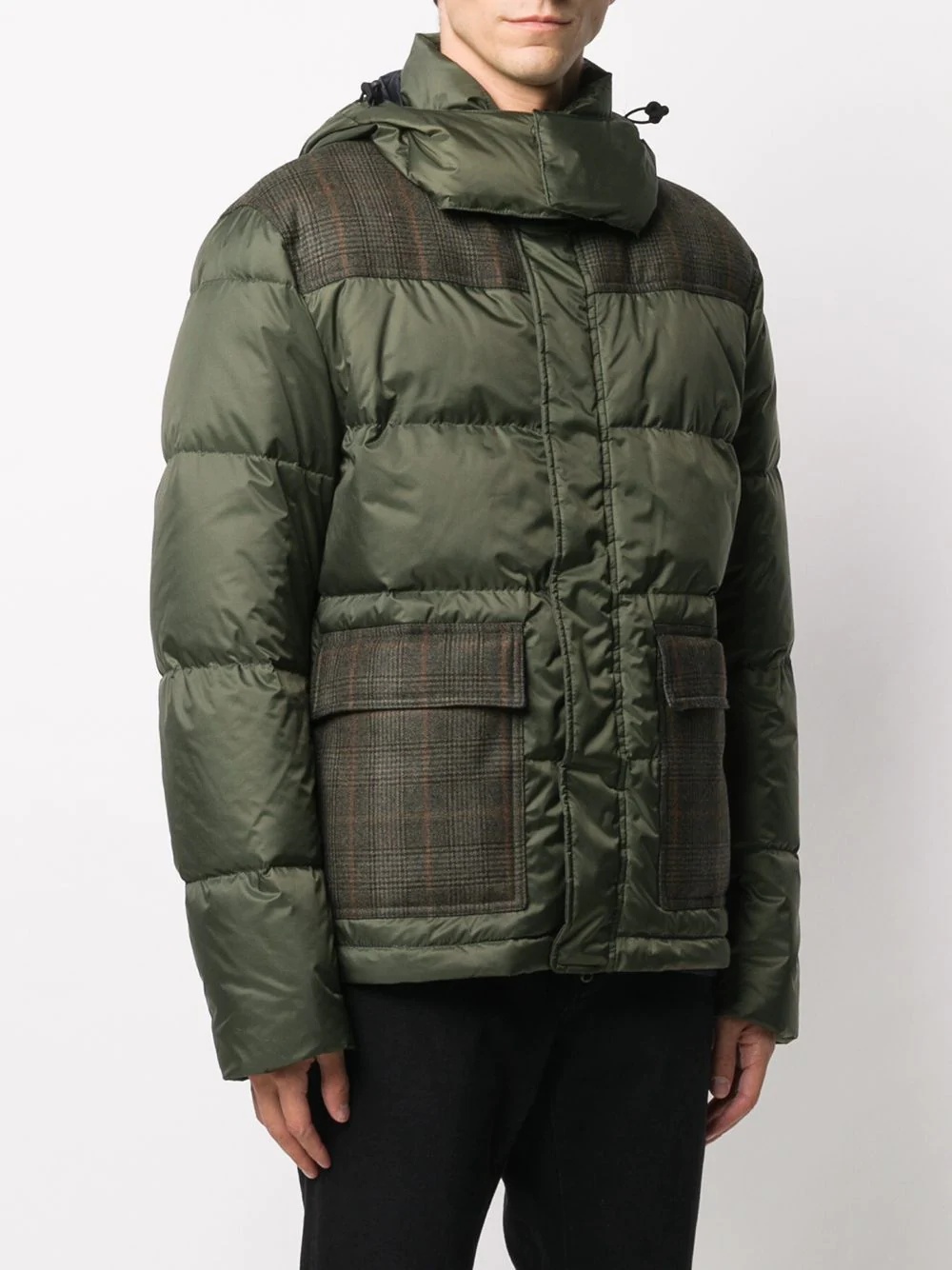 wool panelled down jacket - 3