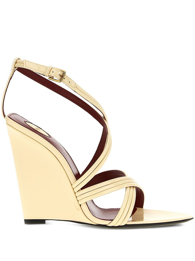 110mm leather cross-strap wedge sandals 1