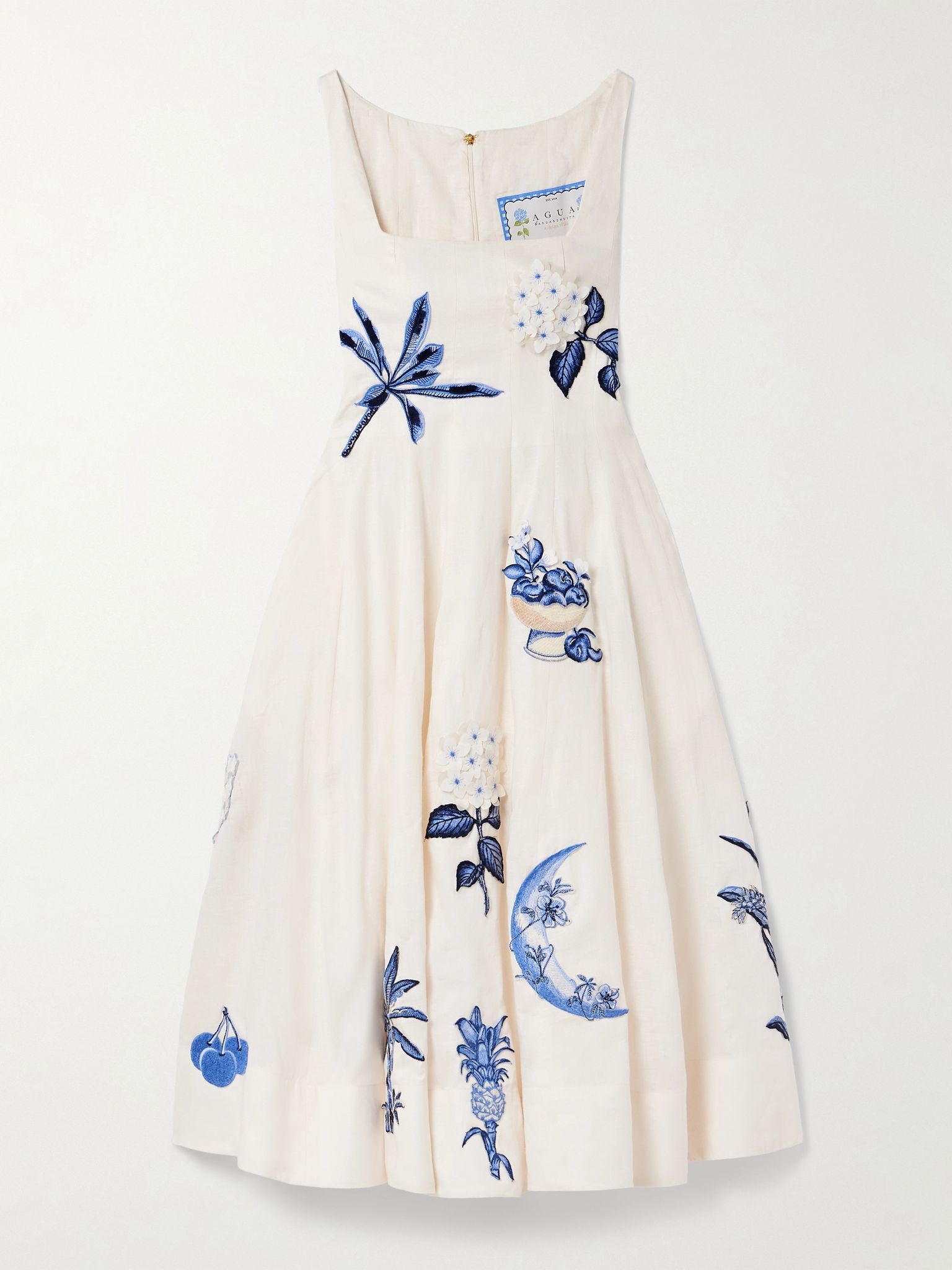 Frontera appliquéd linen midi dress Cream - 1