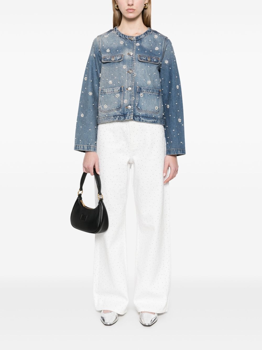 rhinestone-embellished wide-leg jeans - 2