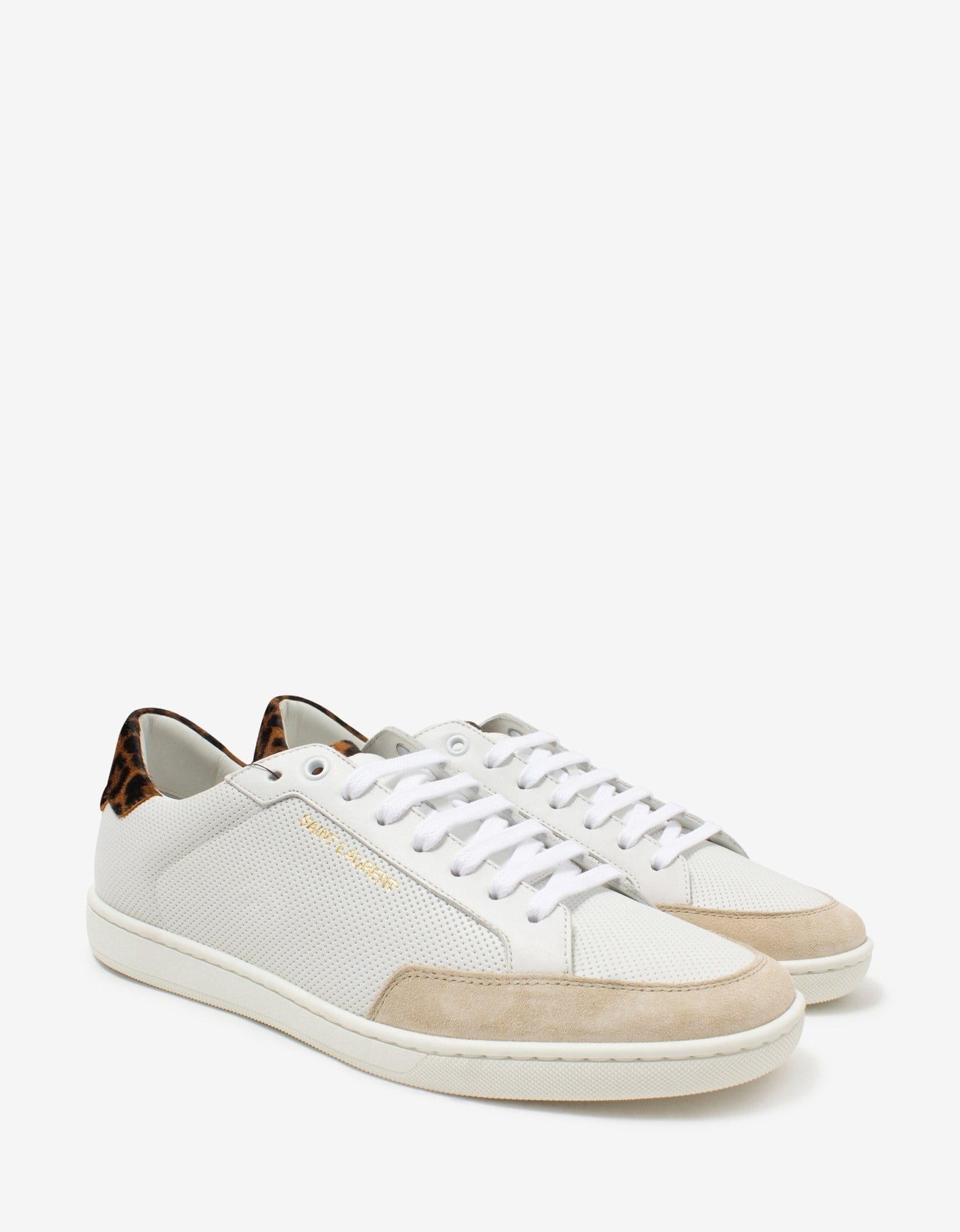 Court Classic SL/10 White Perforated Leather Trainers - 1