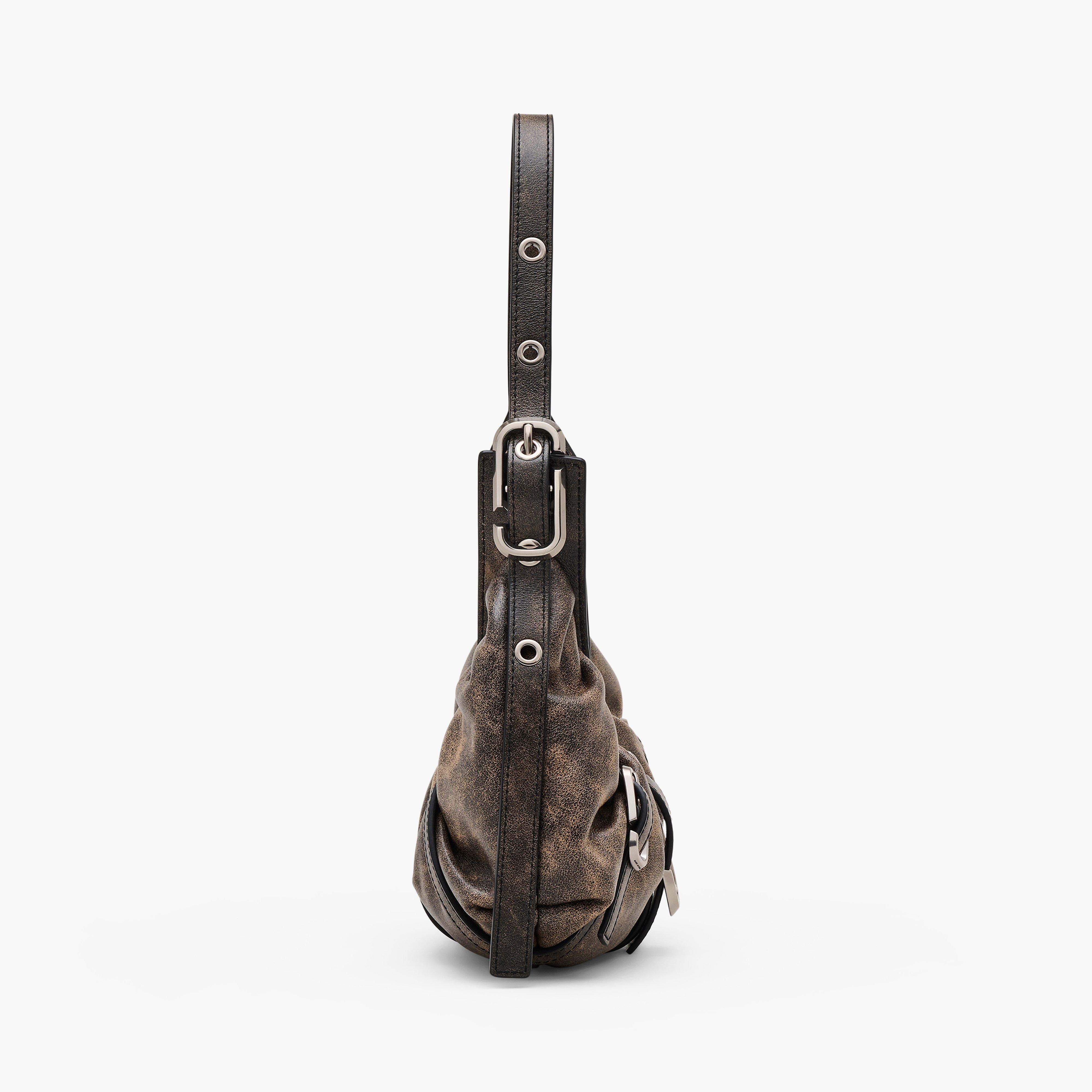 THE DISTRESSED LEATHER BUCKLE J MARC CRESCENT BAG - 5