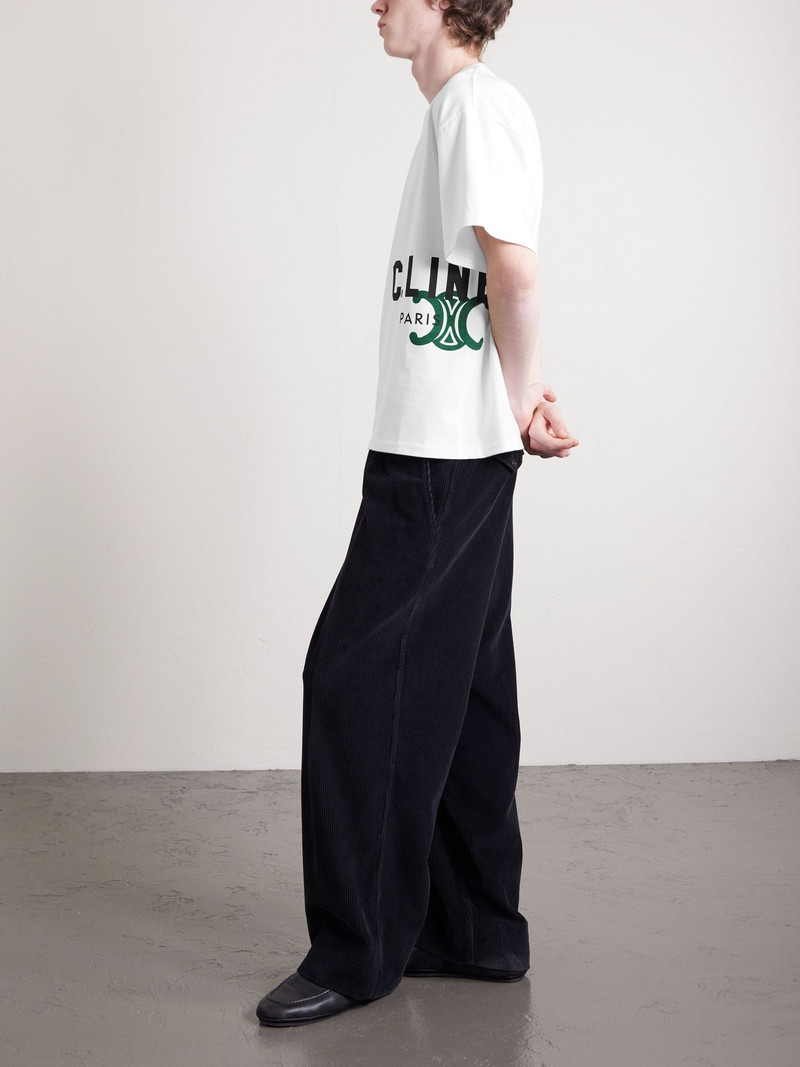 CELINE Logo-Print Cotton-Jersey T-Shirt White outlook