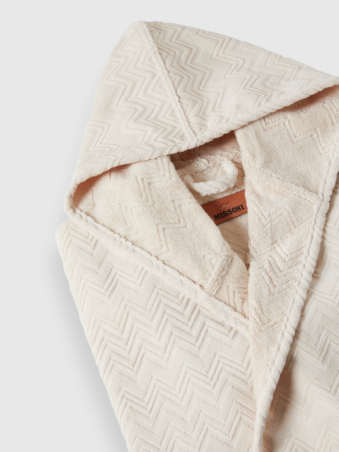 Chalk bathrobe in cotton terry with zigzag pattern - 3