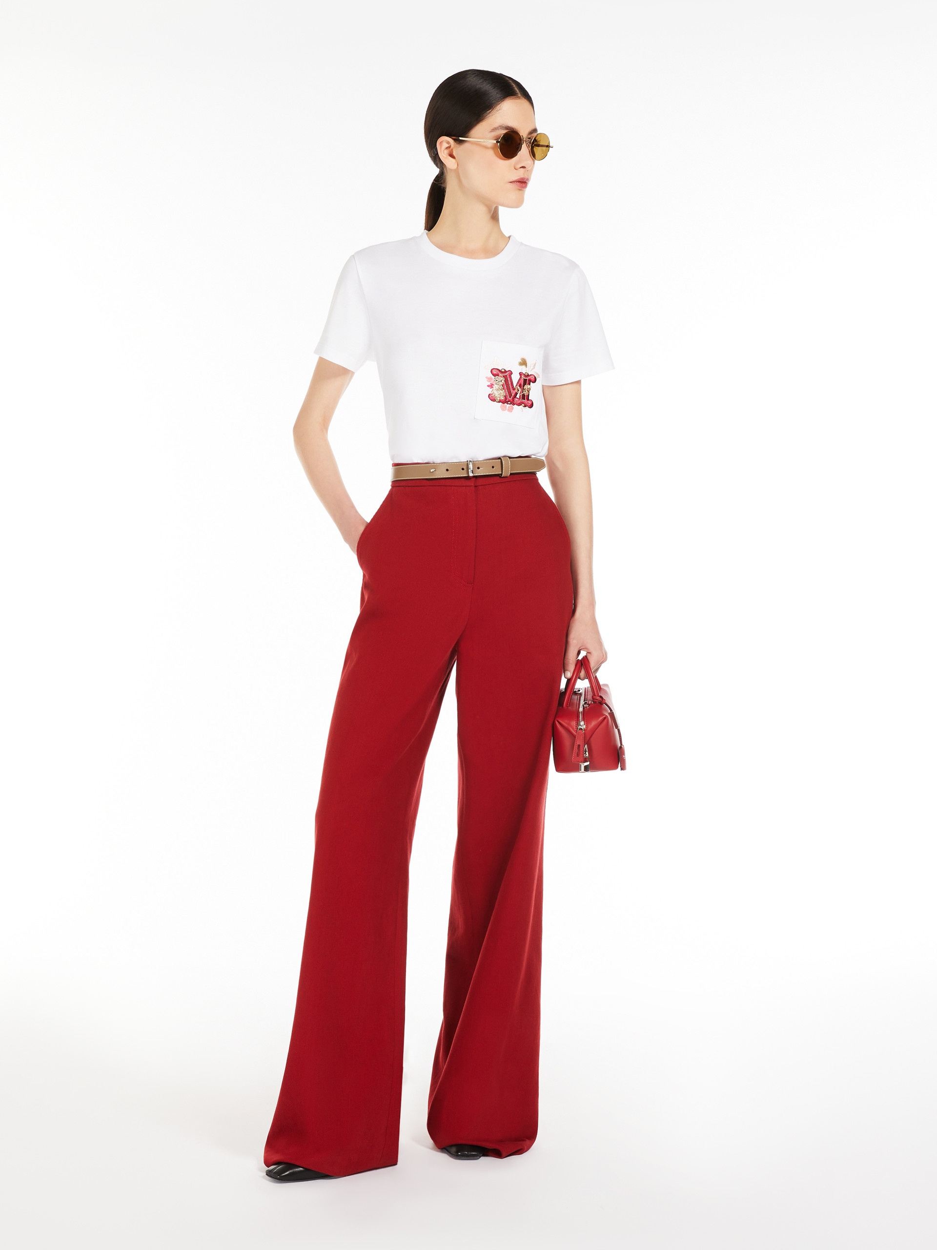 MAX MARA★W'S EMBROIDERY POCKET JERSEY T - NUNZIO 004 113675 Max Mara NUNZIO Jersey T-shirt with embroidered pocket