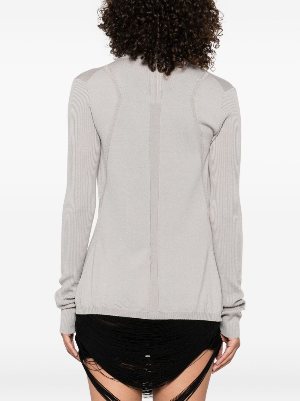 ribbed open-front cardigan - 4
