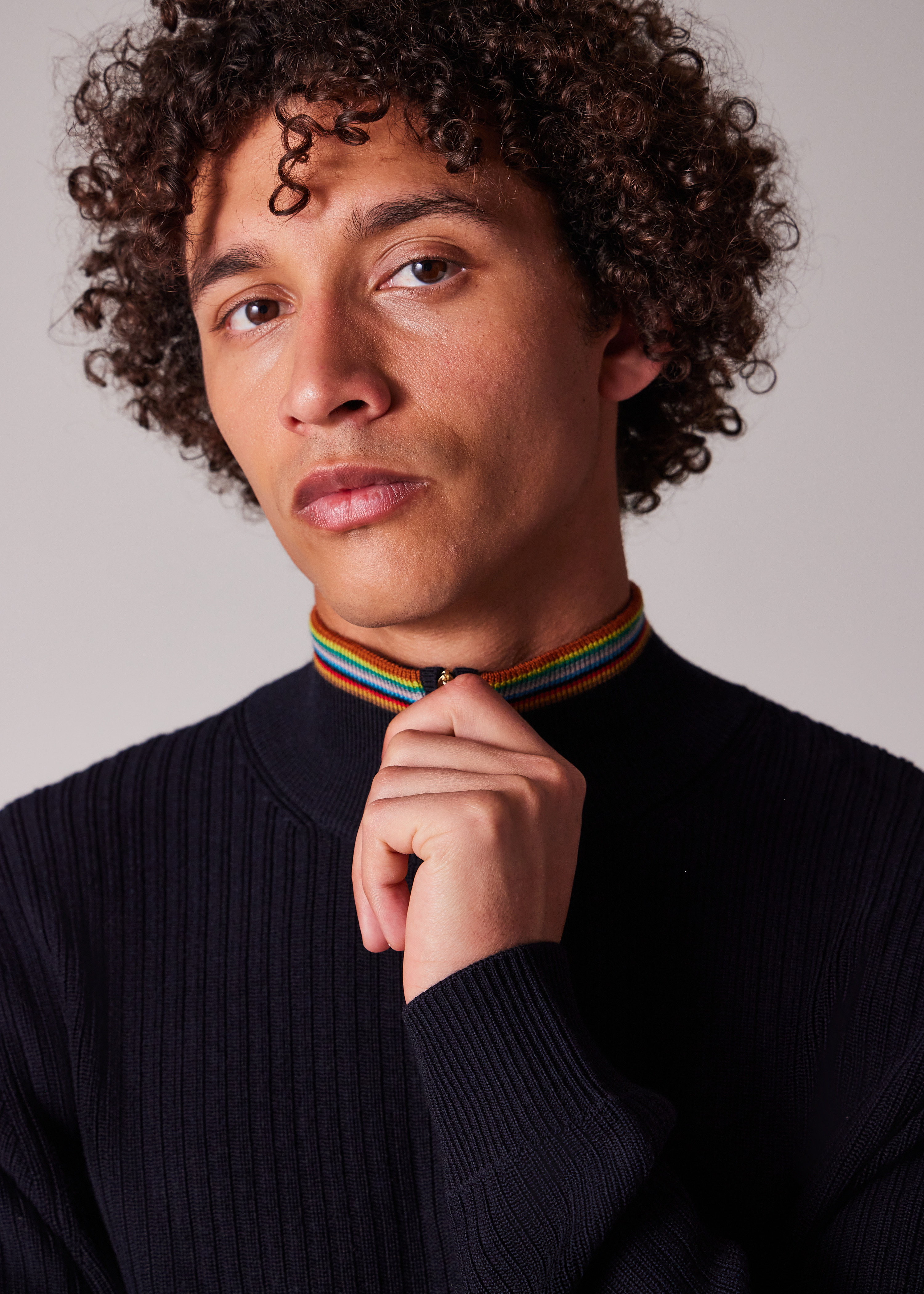 Navy Washable Merino Wool 'Signature Stripe' Half Zip Sweater - 4