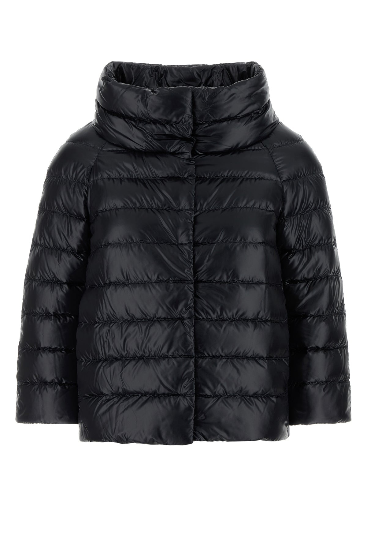 Black nylon down jacket - 1