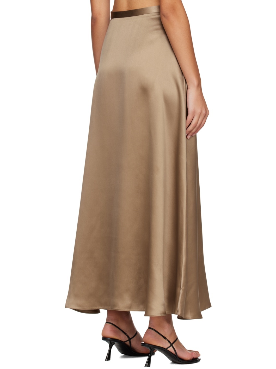 Brown Fluid Midi Skirt - 3