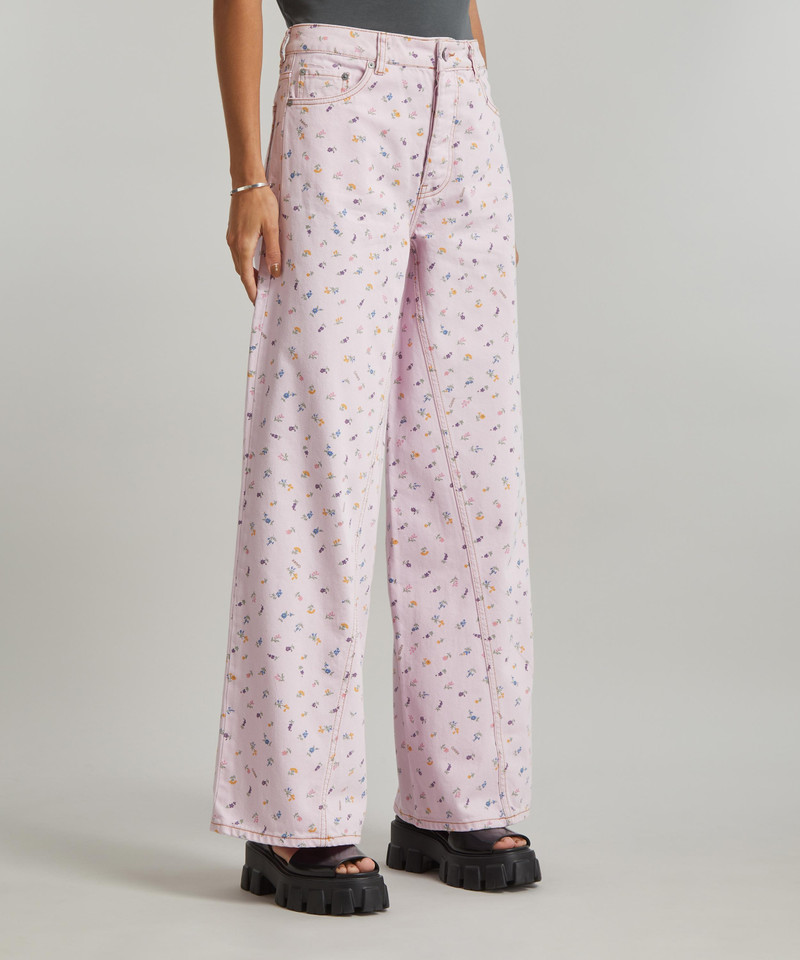 GANNI Flower-Print Joezy Jeans outlook