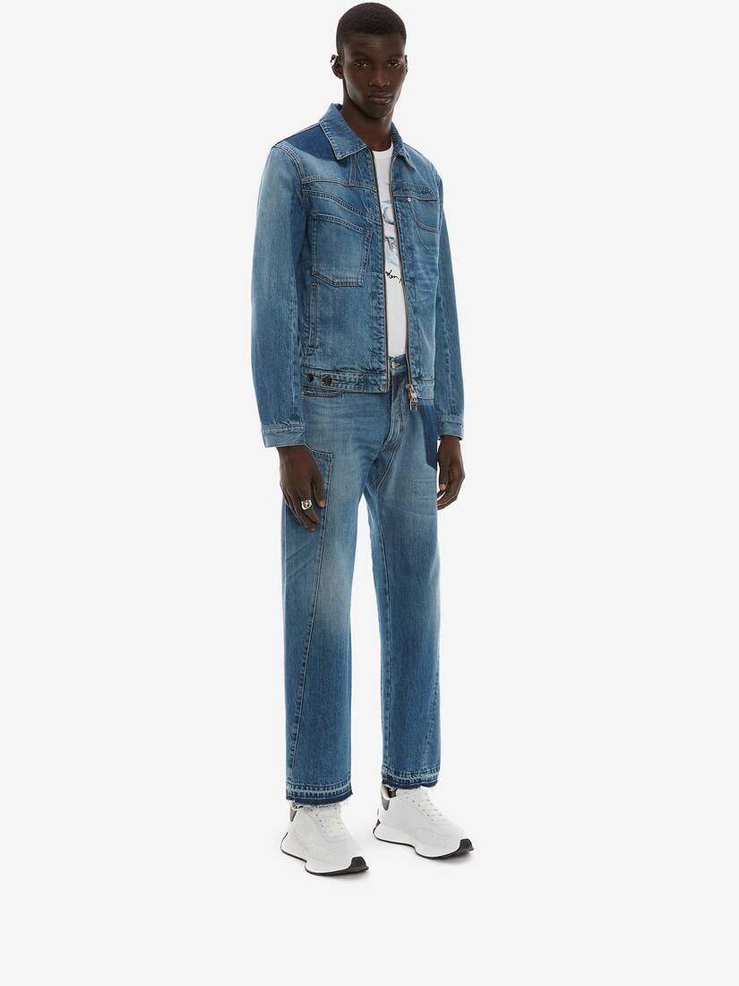 Reconstructed Denim Jacket in Denim Blue - 3