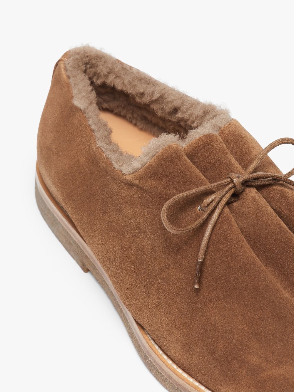 JACQUES SOLOVIÈRE TOBACOO SHEARLING SUEDE LACE-UP SHOES - 5