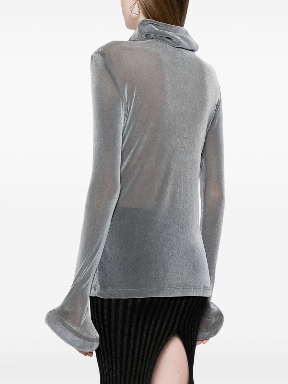 circle-cuff sheer top - 4