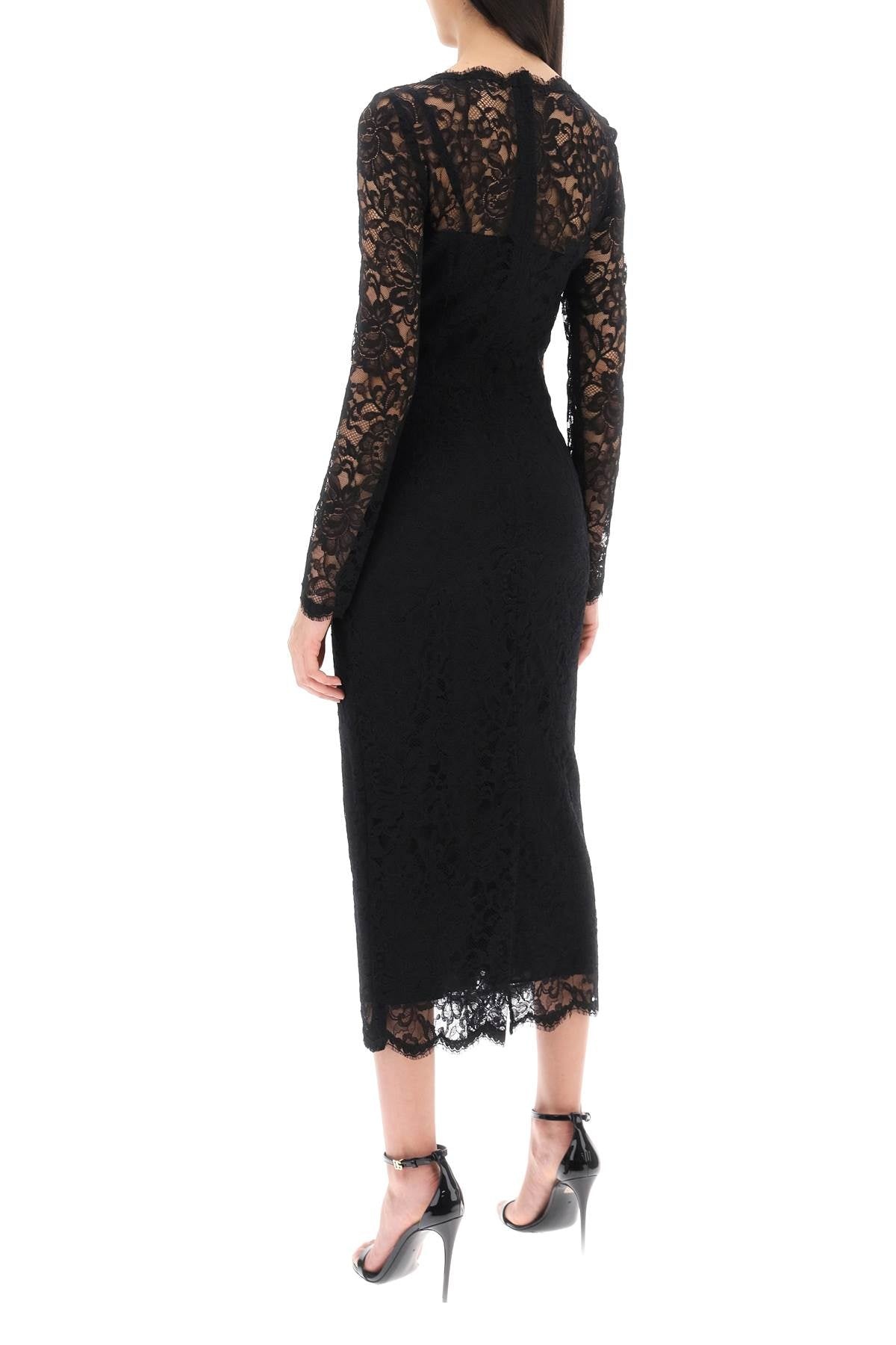 Midi Dress In Floral Chantilly Lace - 2