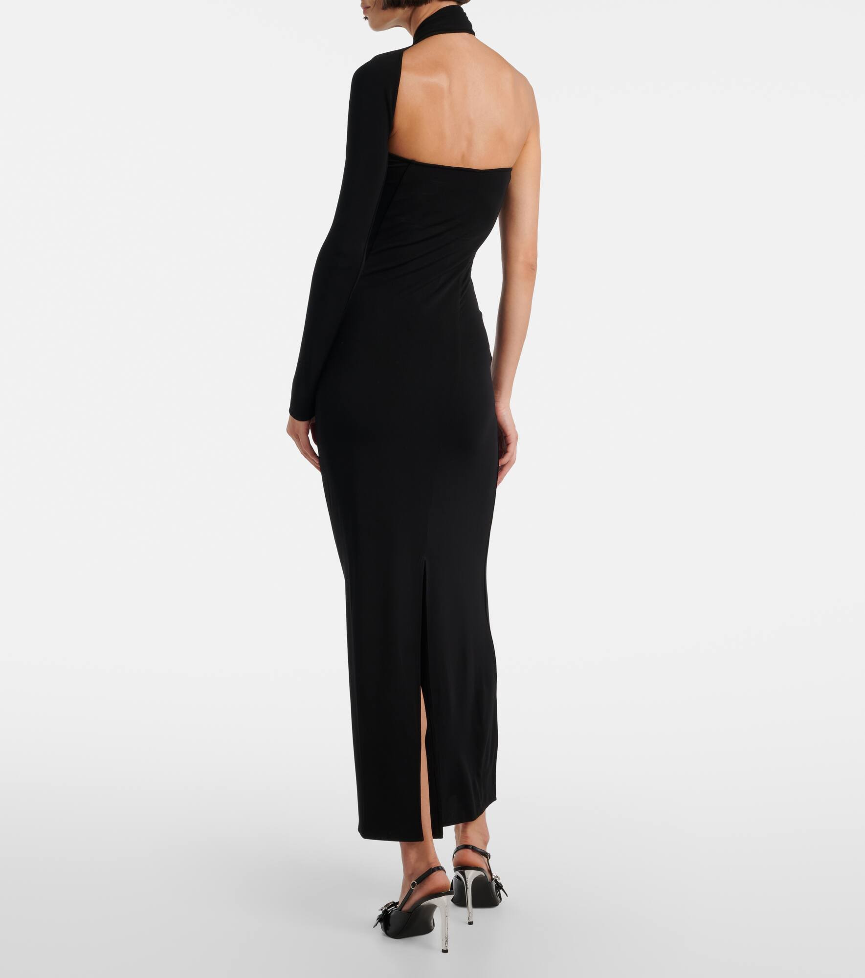 One-shoulder crêpe maxi dress - 3