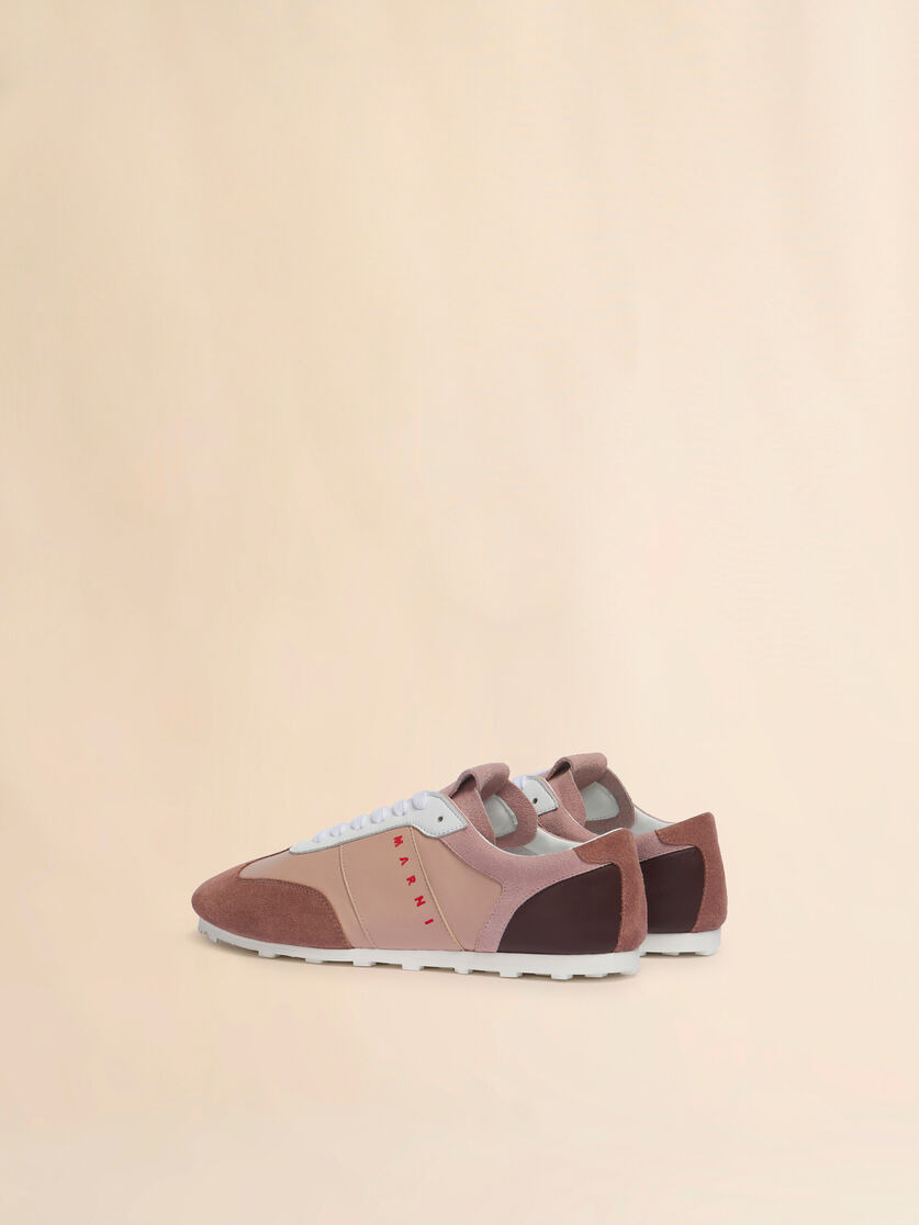 PINK LEATHER AND SUEDE SNEAKER - 3