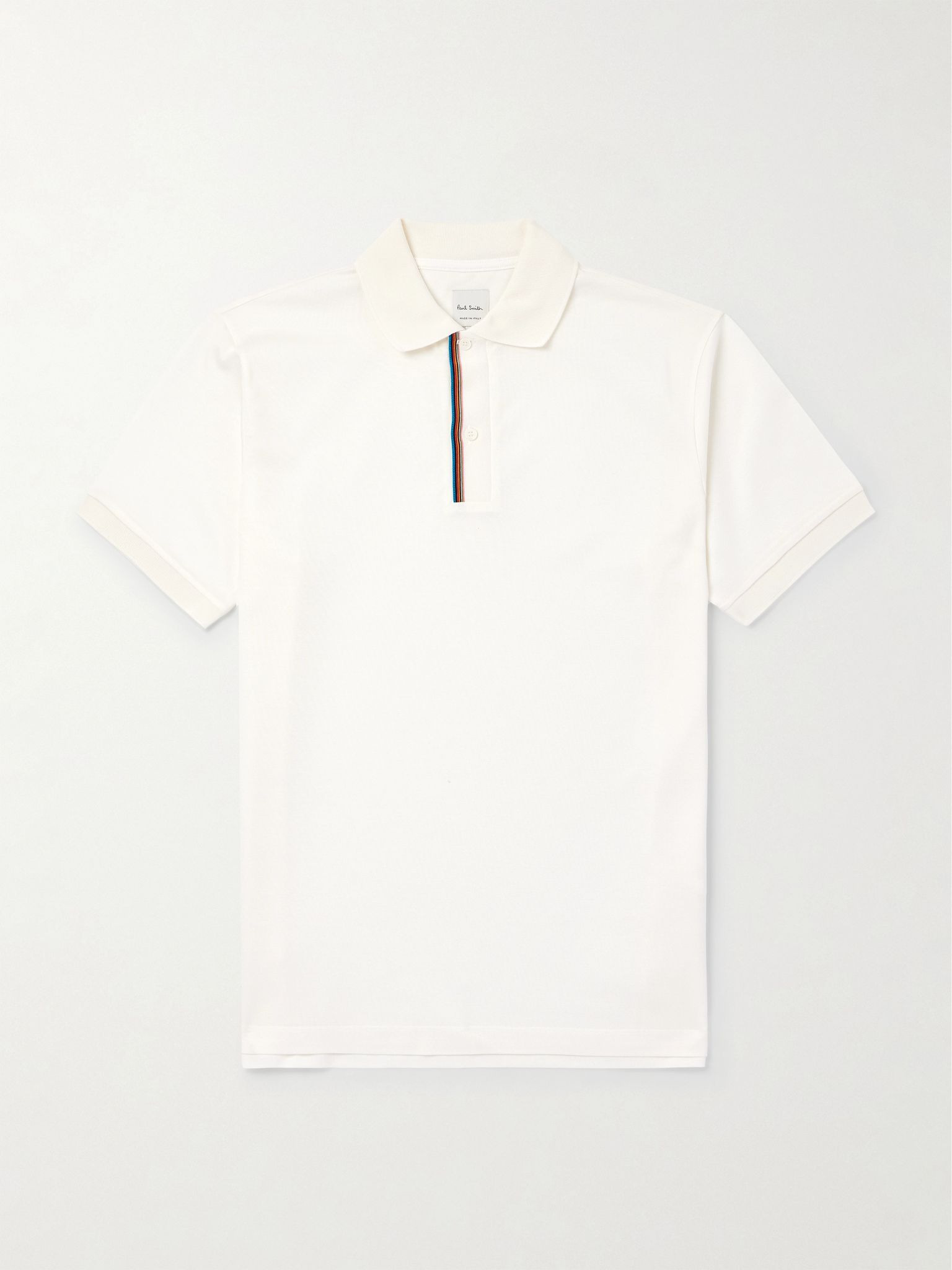 Cotton-Piqué Polo Shirt White - 1