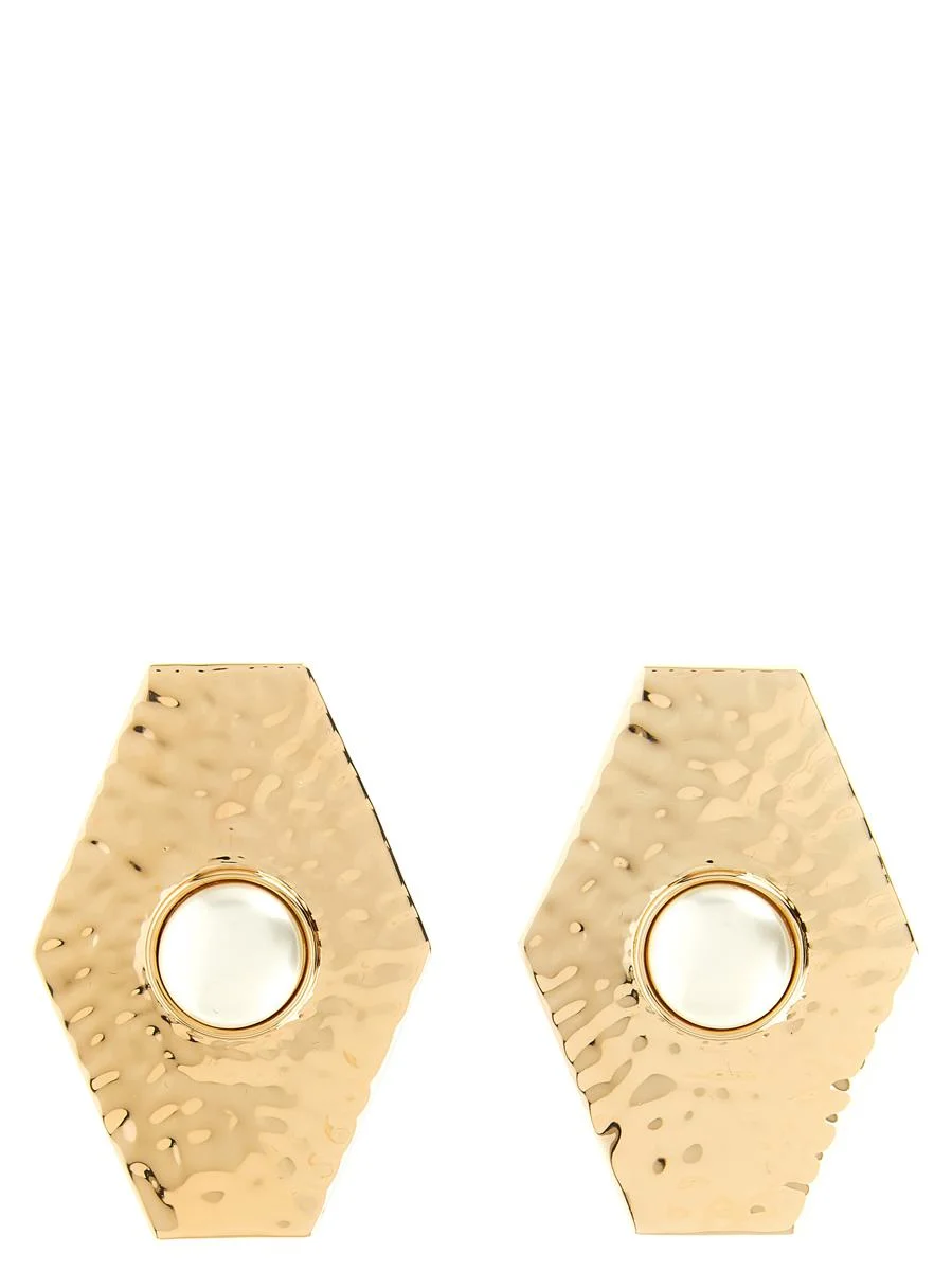 Self-Portrait 'Large Hammered Gold Pearl' Earrings - 1