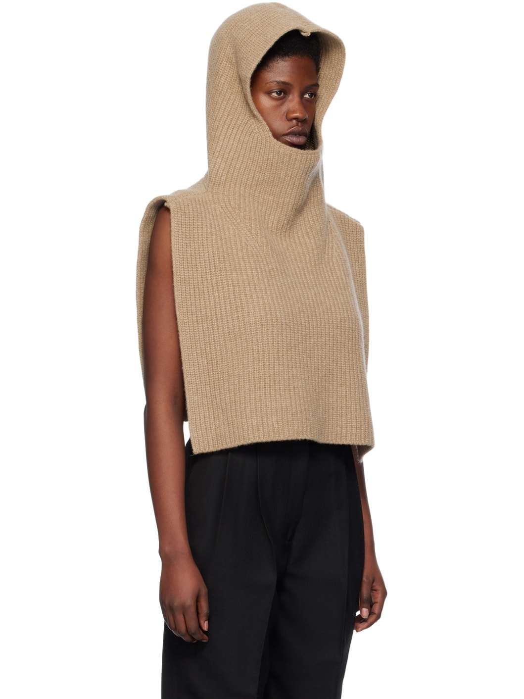 Tan Ribbed Hood - 2