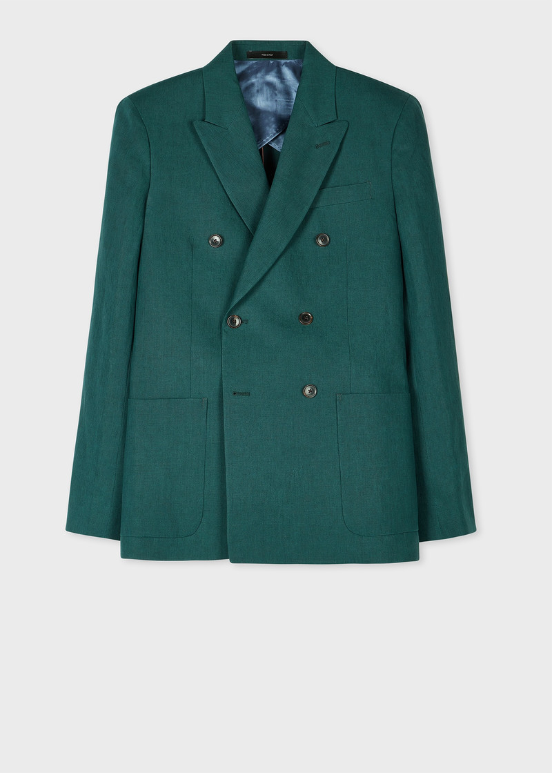 Paul Smith Dark Green Linen Double Breasted Suit outlook