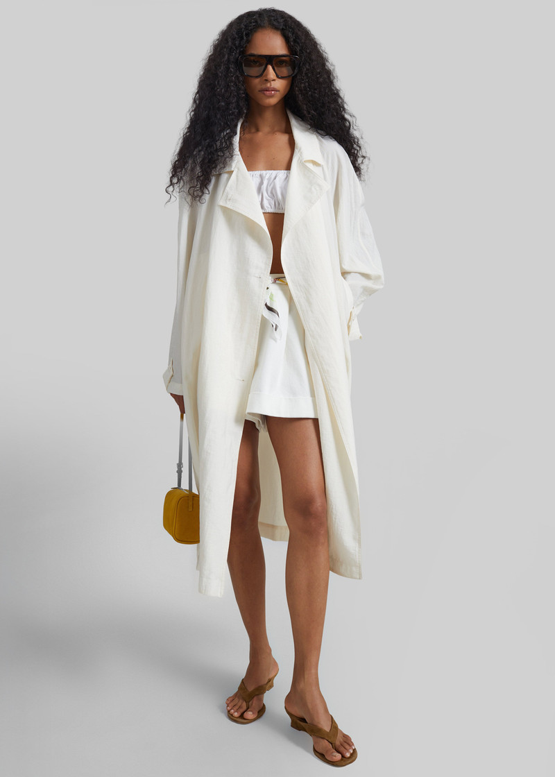 Rosora Sheer Fluid Trench Coat - Cream 6