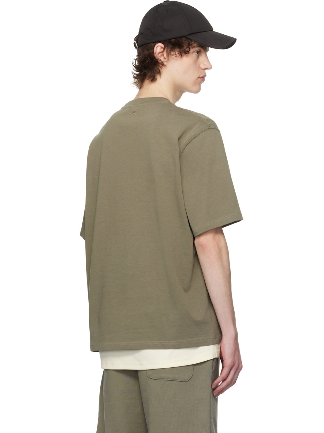 Taupe Cotton Tonal Ami de Coeur T-shirt - 3