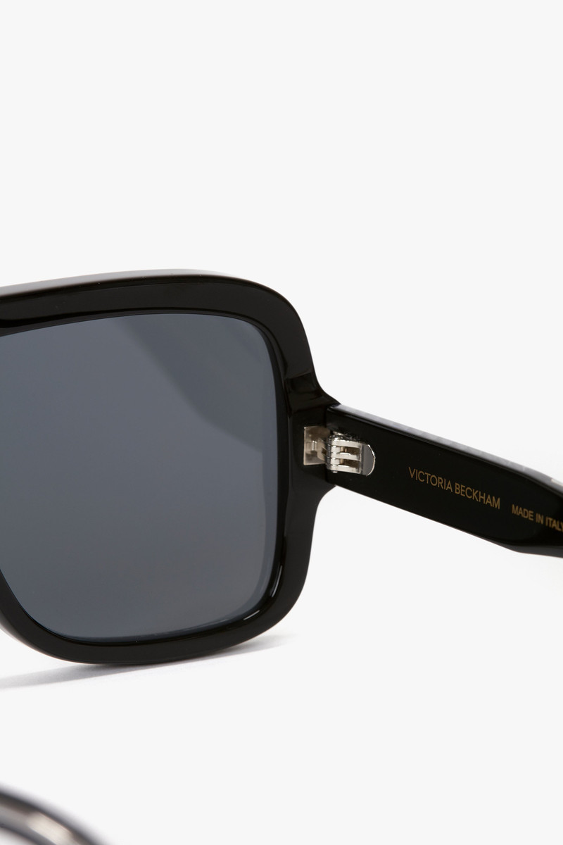 Victoria Beckham Layered Mask Sunglasses In Black-Silver-Mirror outlook