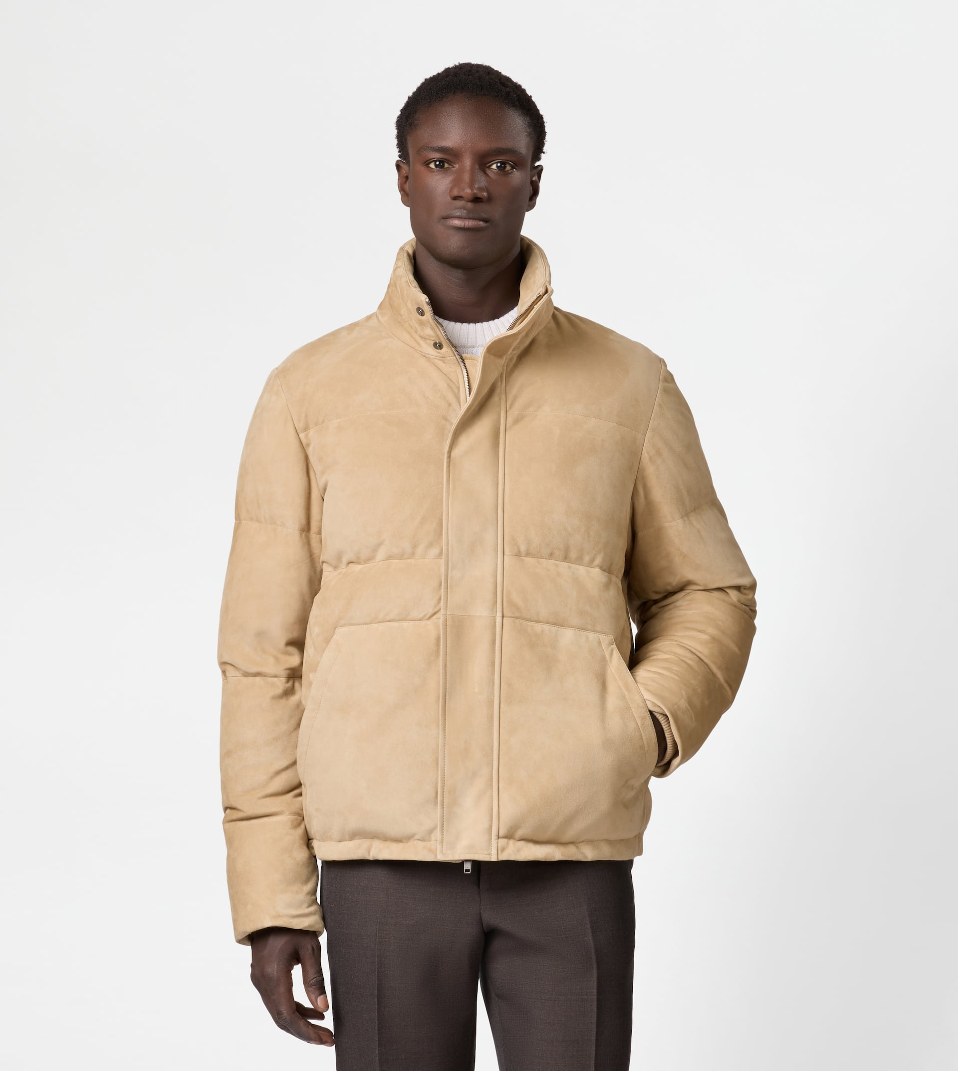 DOWN JACKET IN PASHMY SUEDE - BEIGE - 4