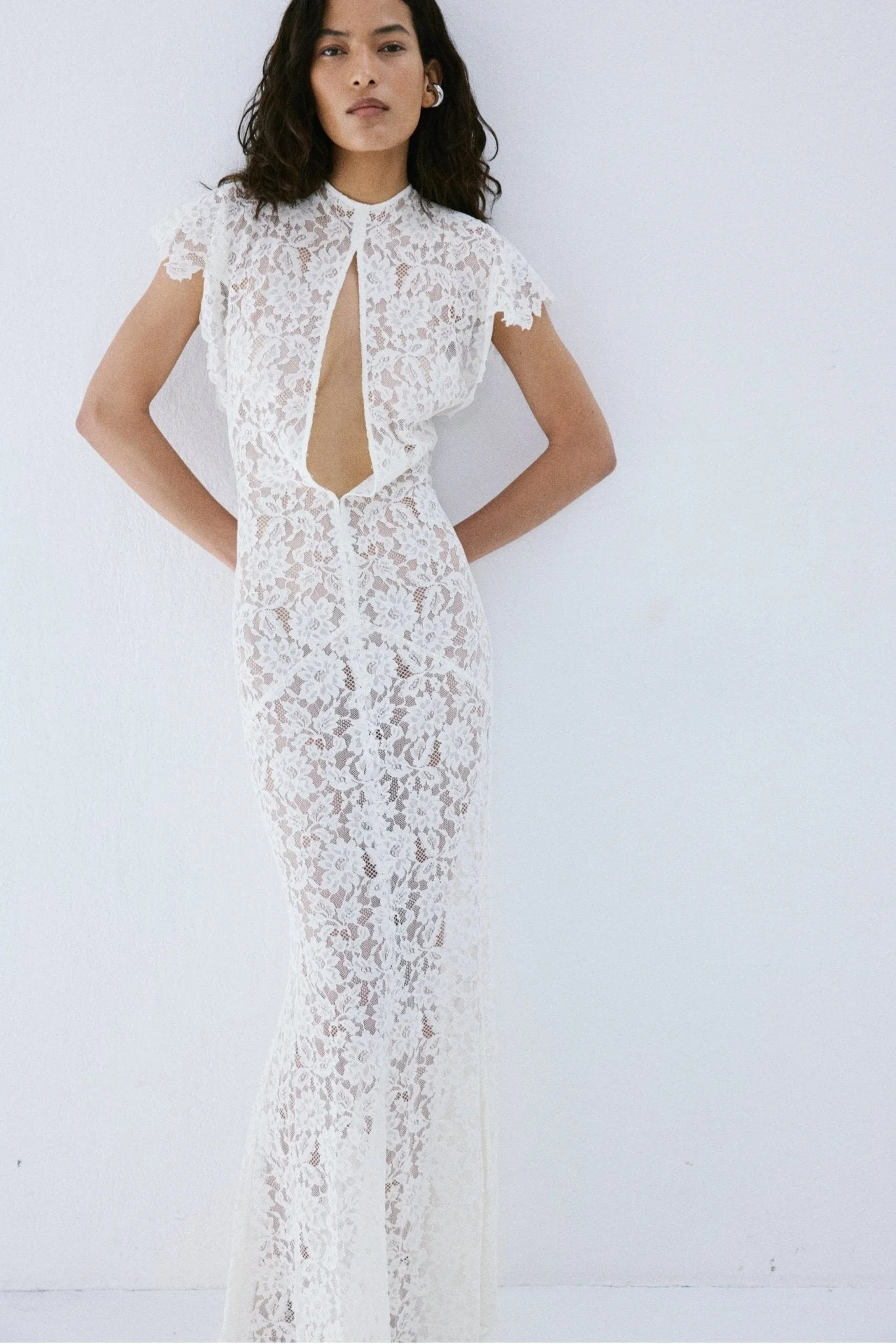 LAIA MAXI DRESS IN IVORY LACE - 1
