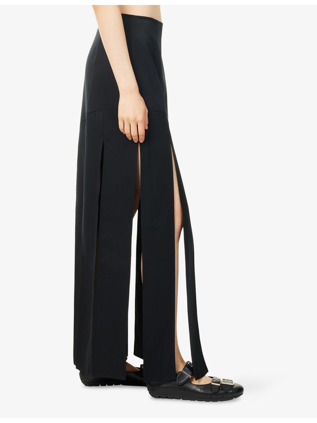 Bias Cut Multi-Slit Woven Maxi Skirt - 3