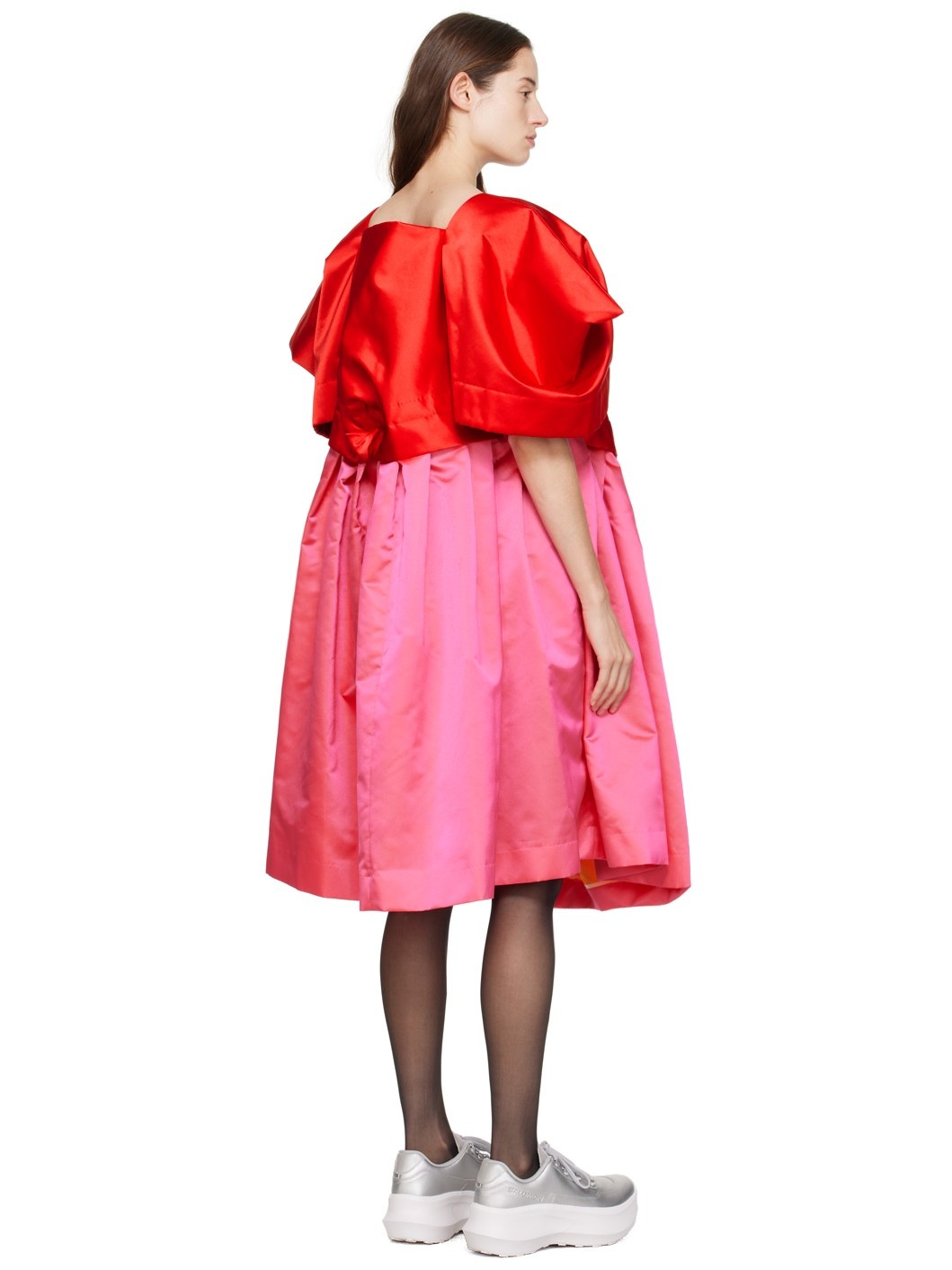 Red & Pink Oversized Midi Dress - 3