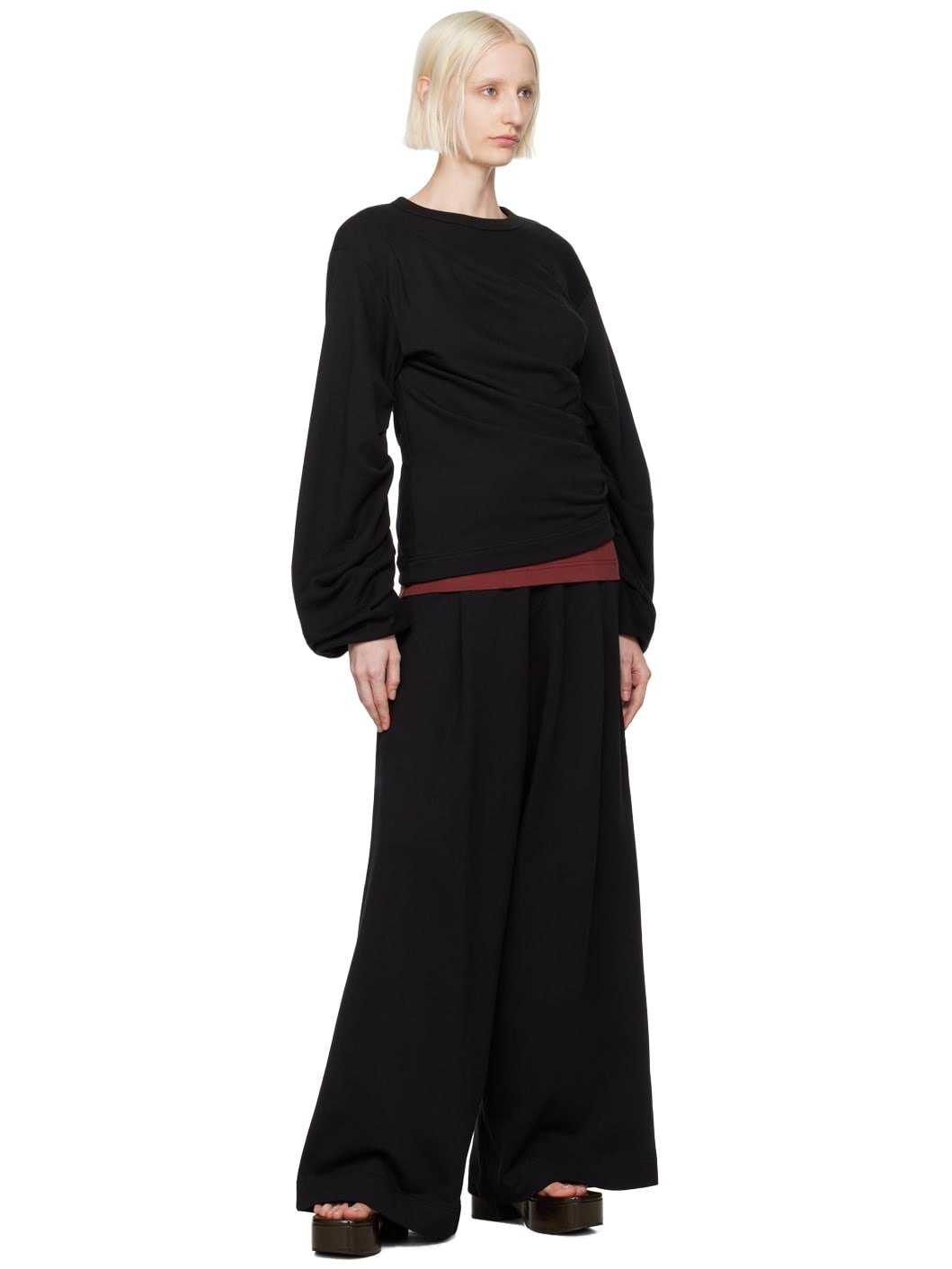 Black Pleated Sweatshirt - 4