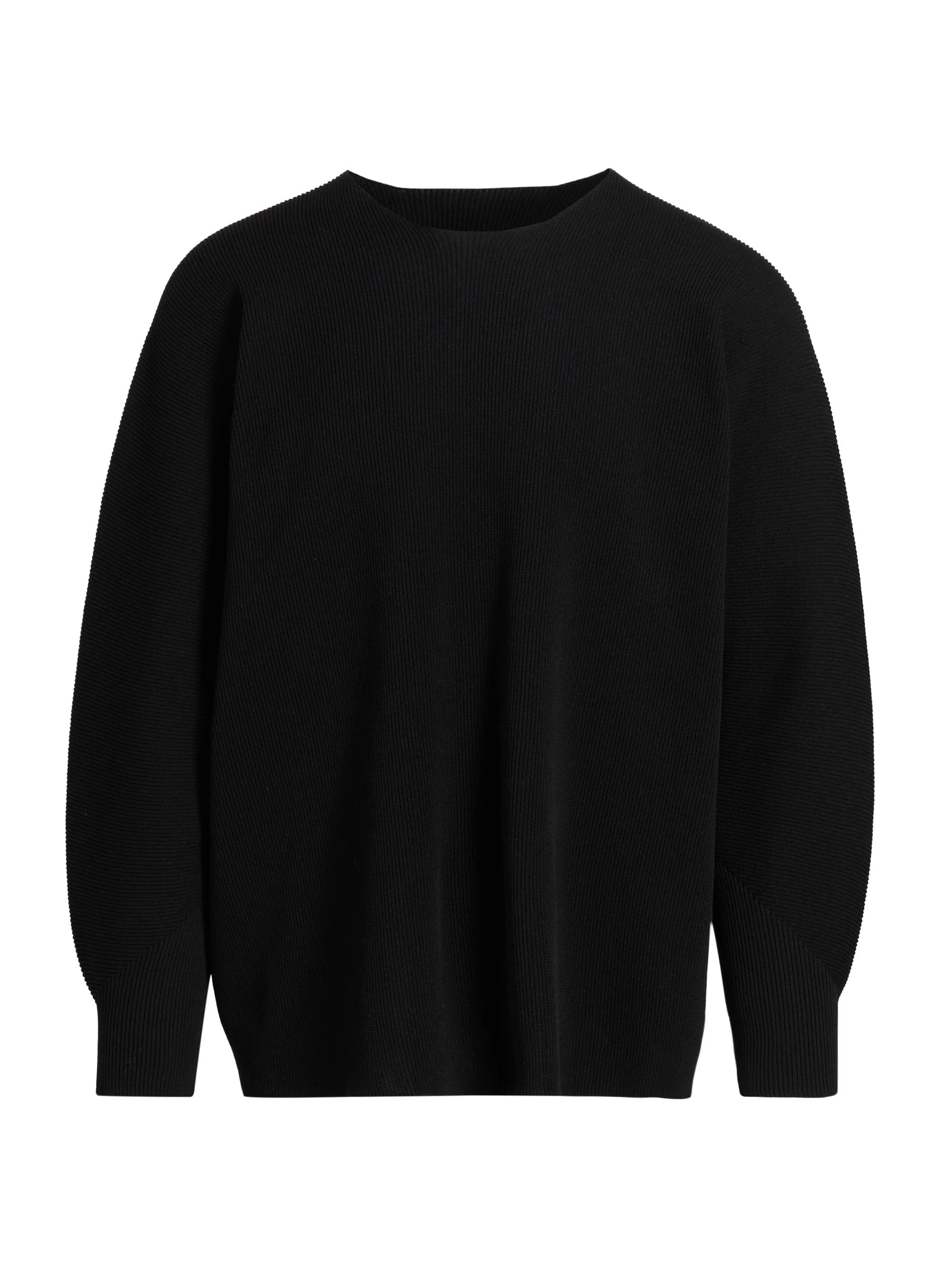 Men August Rib-Knit Crewneck Sweater - Black - 1