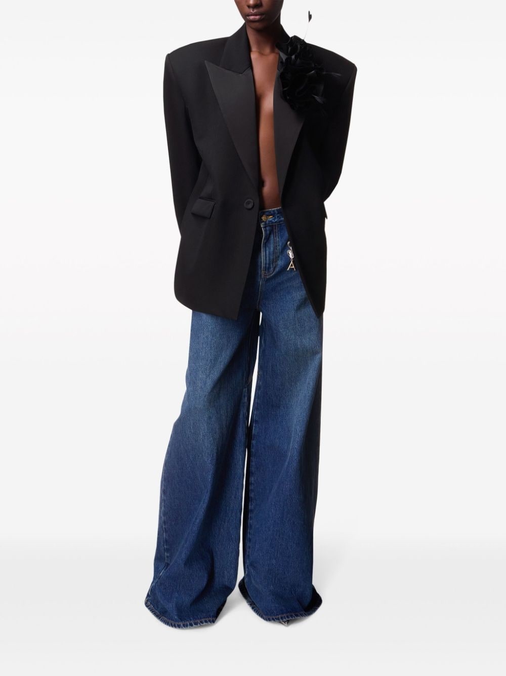 Flower Corsage oversized blazer - 4