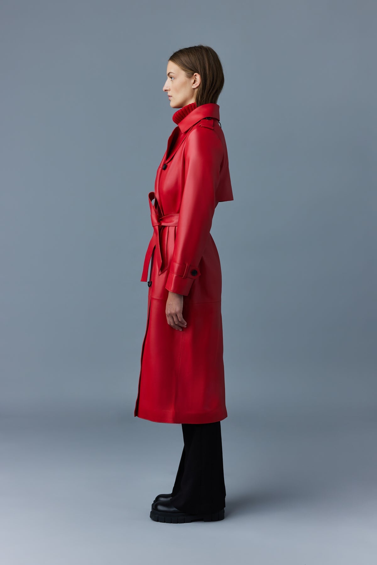 GAEL-V Maxi Leather Trench Coat - 3