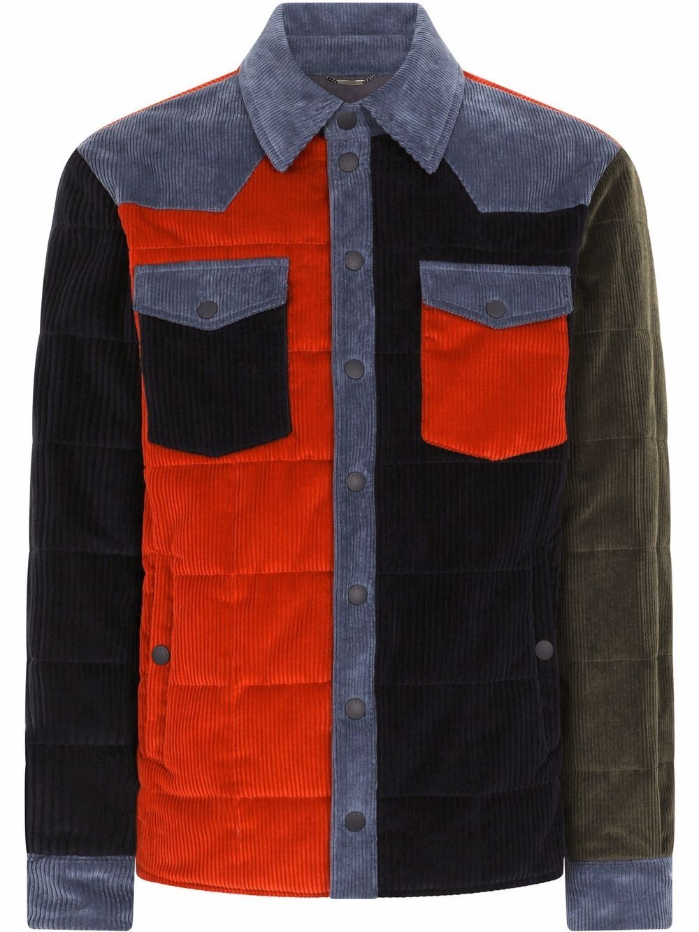 padded patchwork shirt jacket - 1