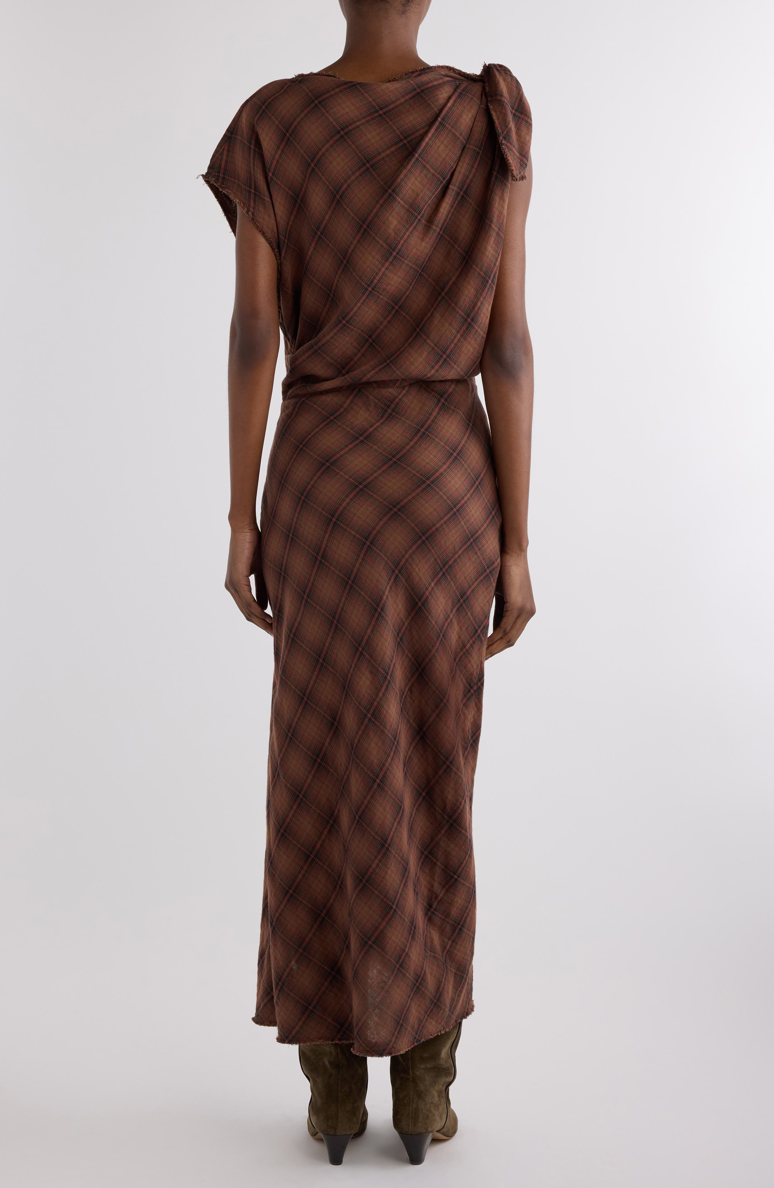Isabel Marant Étoile Naerys Plaid Cotton Maxi Dress in Dark Bronze at Nordstrom - 2
