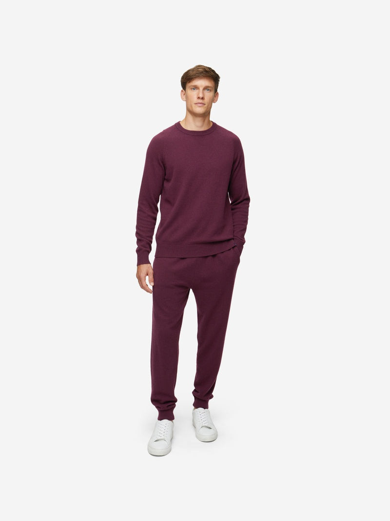 Derek Rose Men's Track Pants Finley Cashmere Bordeaux outlook