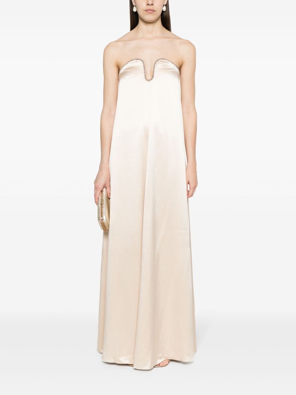 rhinestone satin maxi dress - 2